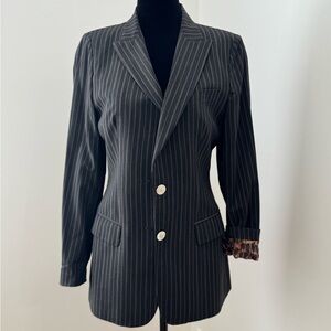 Dolce & Gabbana Pinstripe Women's Blazer & Pants/Pantsuit Gray & Leopard
